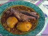 Plat de lentille et côtelette d'agneau au four