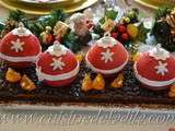 Bûche boules de Noël et joyeuses fêtes