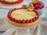 Tarte tourbillon aux amandes framboises, chocolat au lait et passion