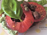 Bruschetta tomates, Bresaola et tartinade d’ail des ours