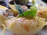 Conchiglioni Truite fumée, Basilic et Ricotta