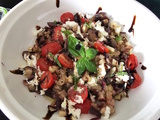 Salade d’aubergines, tomates et mozza, crème Balsamique