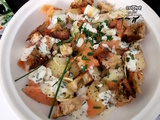 Salade de pommes de terre, artichauts et truite fumée, comme une Panzanella