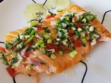 Sauce chien et son coeur de saumon grillé pour partir aux Antilles