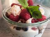 Trifle de Myrtilles, Framboises et glace au Yaourt grec bien planquée