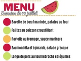 Menu - semaine du 10 juillet