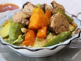Couscous algerien- poulet fermier au butternut-carotte- courgette- sauce piquante