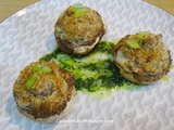 Champignons farcis Prosciutto, fromage de brebis, noix, ciboulette et huile de persil