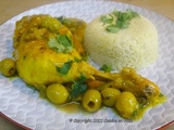Cuisses de poulet à l'orientale et son riz épicé, sauce au fromage blanc