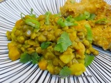 Lentilles aux carottes, patate douce, gingembre et lait de coco