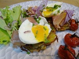 Paniers de pommes de terre au jambon de Sérrano, chèvre, oeuf mollet