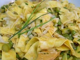 Pâtes aux asperges, courgettes et petits pois une recette très printanière