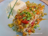 Pavés de saumon sauce caramel et petits légumes