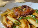 Penne Rigate au poulpe, basilic et piment d'Espelette