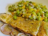 Petits pois à la française saumon à la plancha ou à la poêle