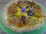 Quiche au chèvre frais, Pécorino au poivre, fleurs de courgettes et ornithogales