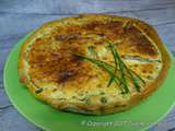 Quiche printanière aux asperges, petits pois et ricotta, pâte au curcuma