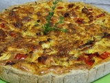 Quiche sans gluten, farine de sarrasin, farine de riz et origan saumon, courgettes et poivron rouge