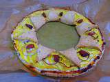 Tarte couronne aux courgettes jaunes, chèvre, origan et huile d'Argan