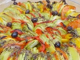 Tian de courgettes douces, pommes de terre, tomates et poivrons