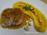 Tournedos de canard, réduction à l'orange et purée de carottes à la vanille et au cumin