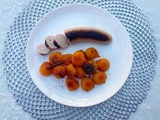 Boudin blanc, boules de butternut aux épices de Noël