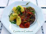 Langue de boeuf, sauce tomate, ail des ours