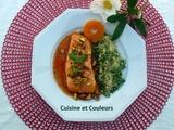 Saumon à la sauce mandarine, couscous vert ( Foodista challenge #104 )