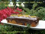 Cake aux pommes, saveurs vanille/orange, couverture chocolat