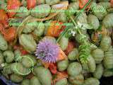 Gnocchis de pommes de terre aux épinards surgelés (Picard) et herbes fraîches du jardin