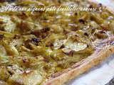 Tarte aux oignons, pâte feuilletée, curry, cumin, poivres, crème fraiche *Entrée, plat du soir, mises en bouche et d’apéritifs