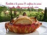 Tartelette à la pomme, confiture de cerises, sur pâte sablée gourmande (avec un reste de pâte)