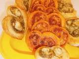 Palmiers chorizo tomates édam /palmiers pesto fromage