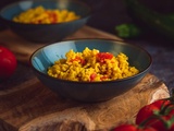 Risotto courgette, poivron rouge et curcuma