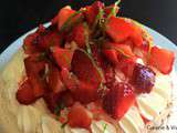 Pavlova, meringue de citron et fraises