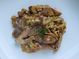 Émincé de veau aux poireaux et champignons