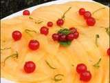 Carpaccio de melon aux groseilles