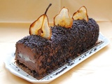 Bûche chocolat poires, cristallines de poire