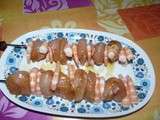 Brochettes de volaille et Scampis