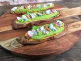 Tartines de patates douces au green Houmous