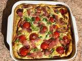 Clafoutis au chèvre, poivrons, jambon, tomates