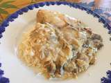 Escalopes de poulet crème, champignons, moutarde