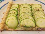 Tarte fine aux courgettes, chèvre et jambon