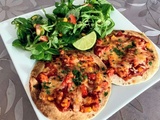 Tostada de poulet au cheddar fondu