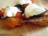 Brushetta aubergine/mozzarella/tomate cerise