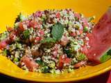 Taboulé de quinoa-boulgour au brocoli, pastèque et menthe