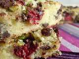 Blondies framboises pistaches et chocolat