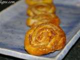 Escargots et palmiers feuilletés au jambon