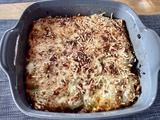 Gratin de ravioles, poireaux et chorizo