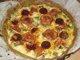 Tarte aux oignons nouveaux chorizo chèvre